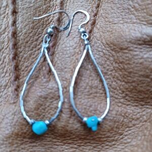 Elegant Liquid  Silver and Turquoise Earrings